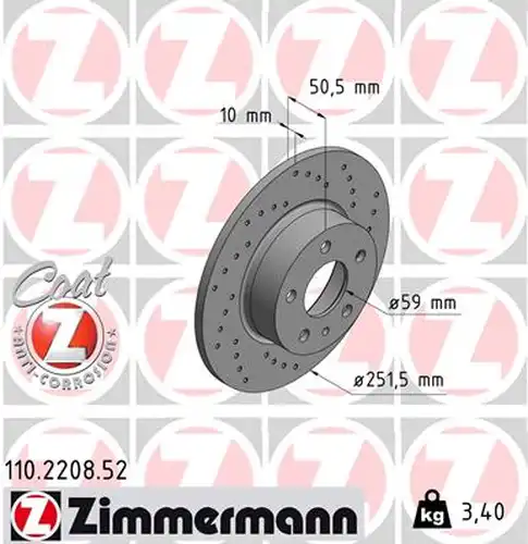 спирачен диск ZIMMERMANN 110.2208.52