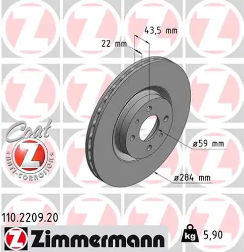 спирачен диск ZIMMERMANN 110.2209.20