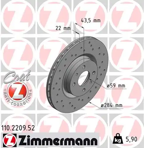 спирачен диск ZIMMERMANN 110.2209.52