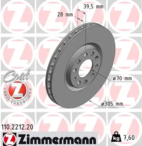 спирачен диск ZIMMERMANN 110.2212.20