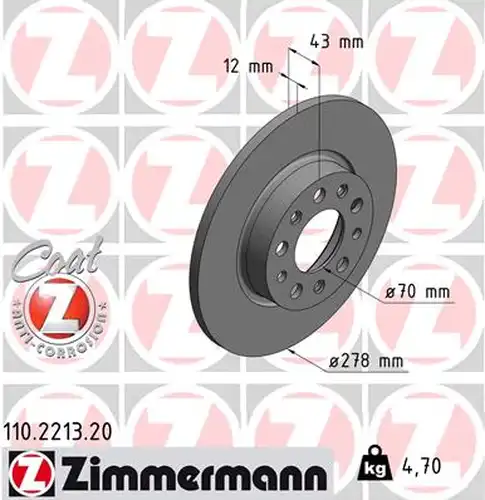 спирачен диск ZIMMERMANN 110.2213.20