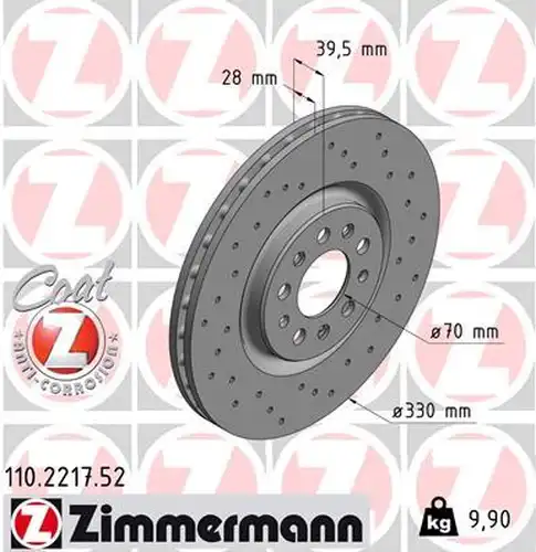 спирачен диск ZIMMERMANN 110.2217.52