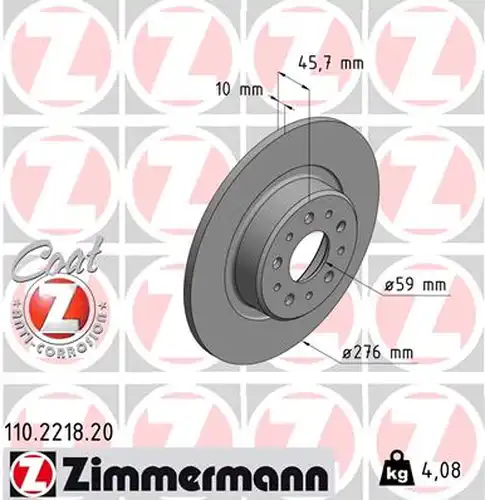 спирачен диск ZIMMERMANN 110.2218.20