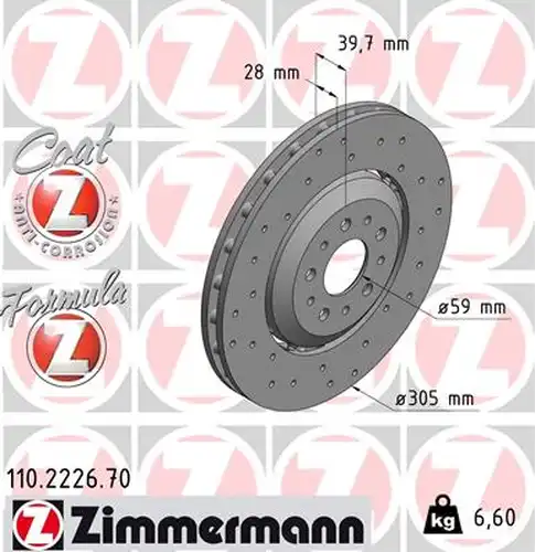 спирачен диск ZIMMERMANN 110.2226.70