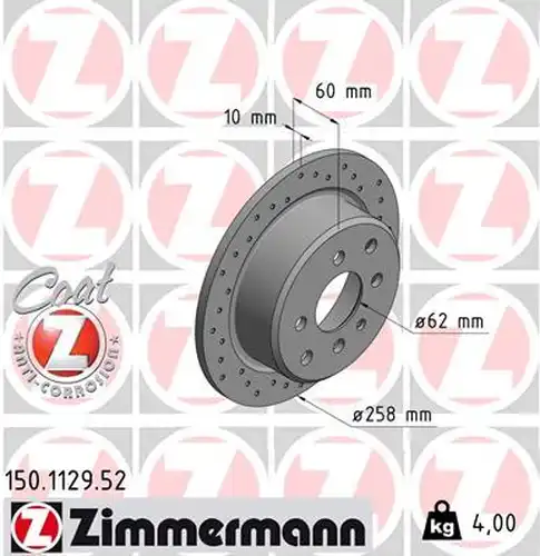 спирачен диск ZIMMERMANN 150.1129.52