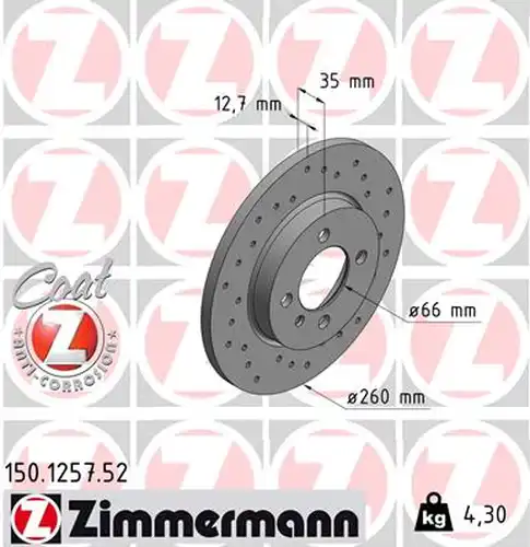 спирачен диск ZIMMERMANN 150.1257.52