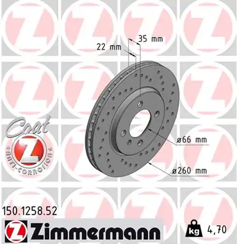 спирачен диск ZIMMERMANN 150.1258.52