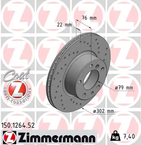 спирачен диск ZIMMERMANN 150.1264.52