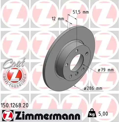 спирачен диск ZIMMERMANN 150.1268.20