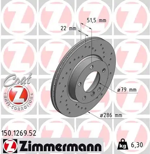 спирачен диск ZIMMERMANN 150.1269.52