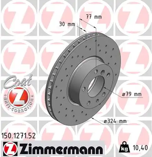 спирачен диск ZIMMERMANN 150.1271.52