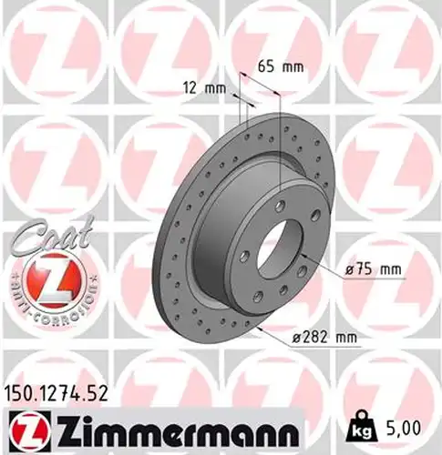 спирачен диск ZIMMERMANN 150.1274.52