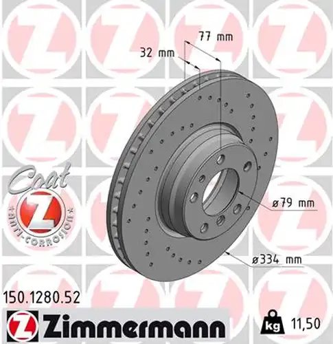 спирачен диск ZIMMERMANN 150.1280.52