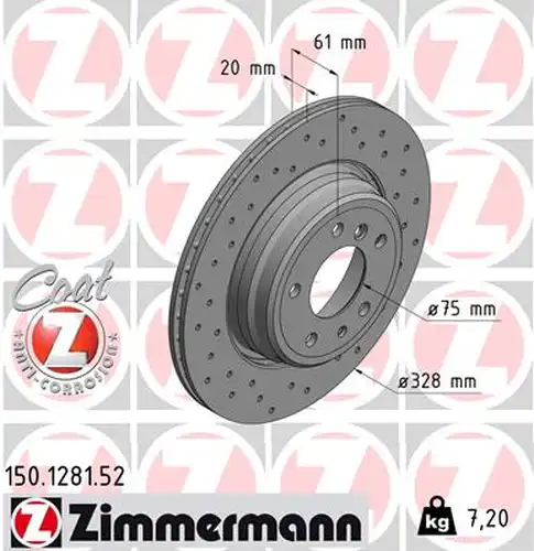 спирачен диск ZIMMERMANN 150.1281.52