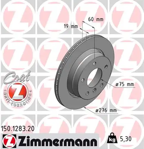 спирачен диск ZIMMERMANN 150.1283.20