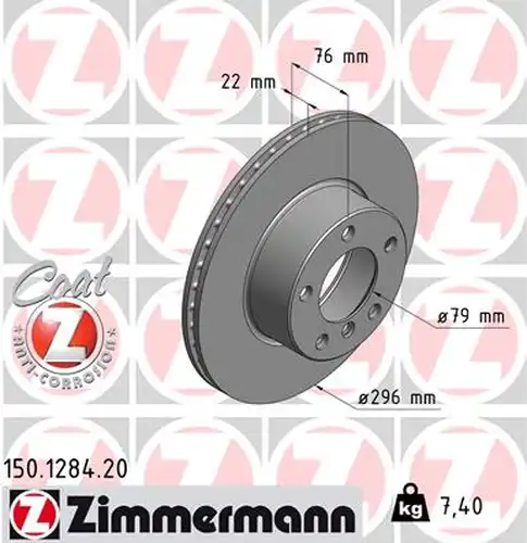 спирачен диск ZIMMERMANN 150.1284.20