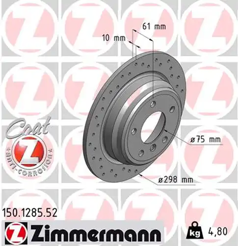 спирачен диск ZIMMERMANN 150.1285.52