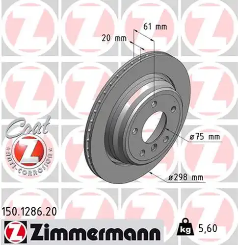 спирачен диск ZIMMERMANN 150.1286.20