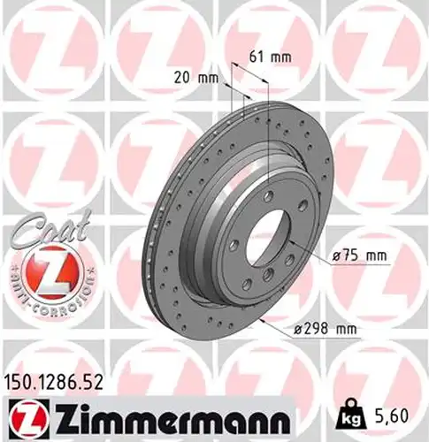 спирачен диск ZIMMERMANN 150.1286.52