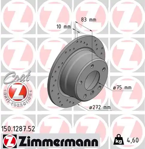 спирачен диск ZIMMERMANN 150.1287.52