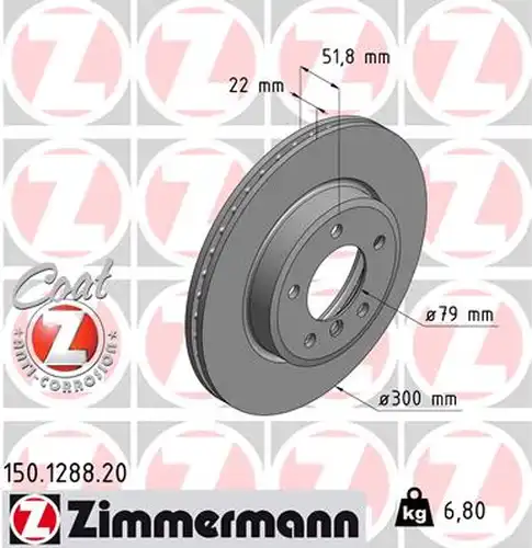 спирачен диск ZIMMERMANN 150.1288.20