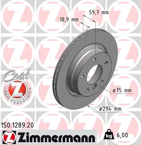 спирачен диск ZIMMERMANN 150.1289.20