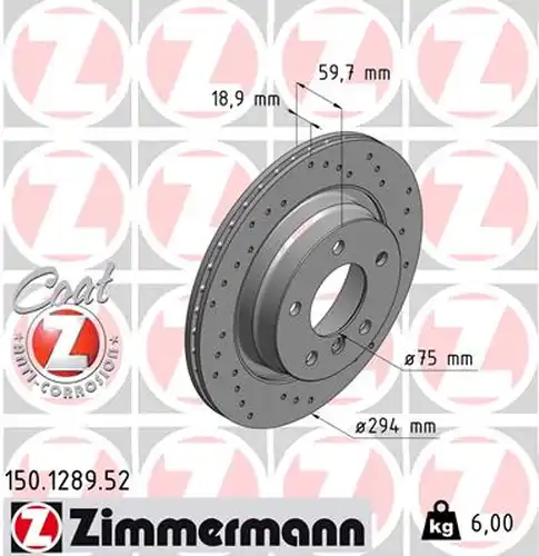 спирачен диск ZIMMERMANN 150.1289.52