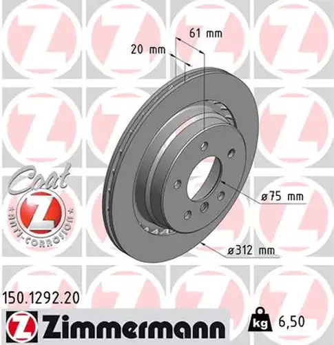 спирачен диск ZIMMERMANN 150.1292.20