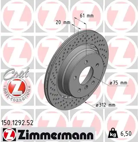 спирачен диск ZIMMERMANN 150.1292.52