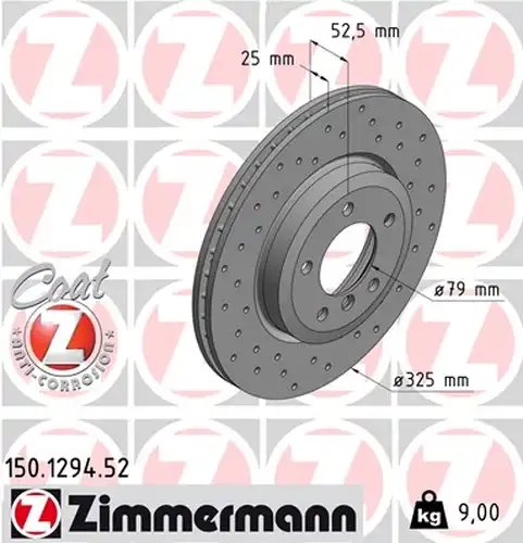 спирачен диск ZIMMERMANN 150.1294.52