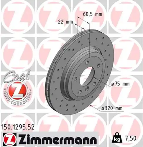 спирачен диск ZIMMERMANN 150.1295.52