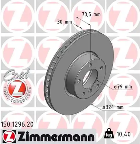 спирачен диск ZIMMERMANN 150.1296.20