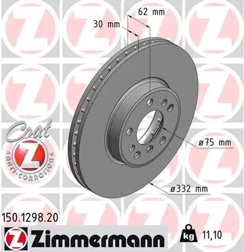 спирачен диск ZIMMERMANN 150.1298.20