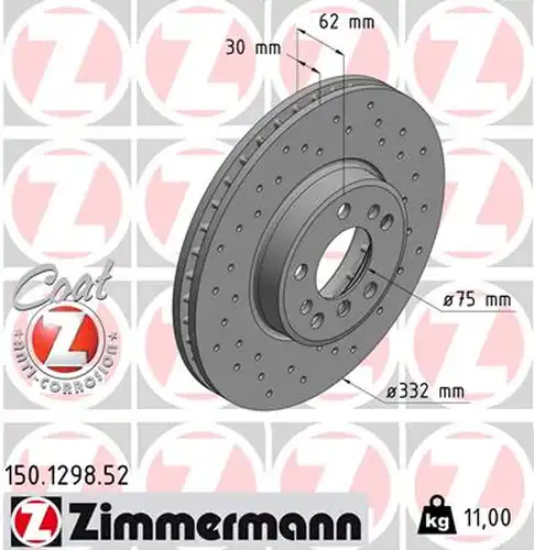 спирачен диск ZIMMERMANN 150.1298.52