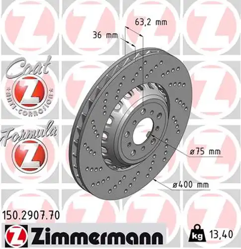 спирачен диск ZIMMERMANN 150.2907.70