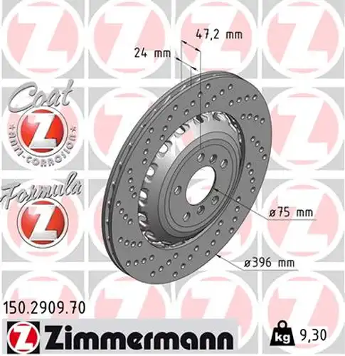 спирачен диск ZIMMERMANN 150.2909.70