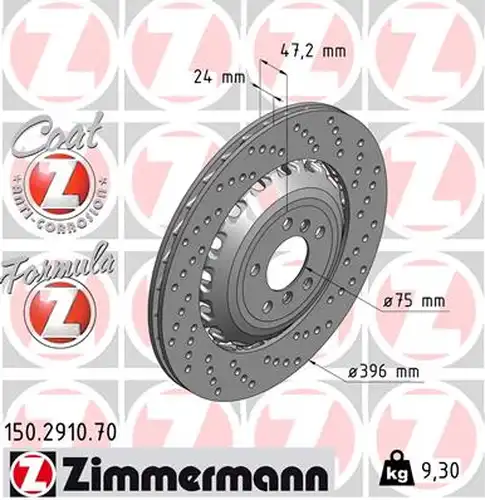 спирачен диск ZIMMERMANN 150.2910.70