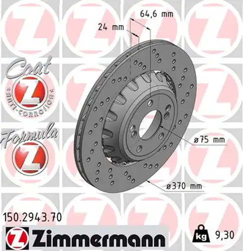 спирачен диск ZIMMERMANN 150.2943.70