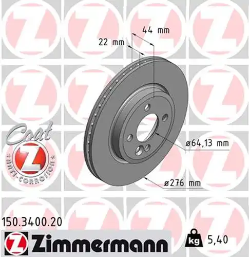 спирачен диск ZIMMERMANN 150.3400.20