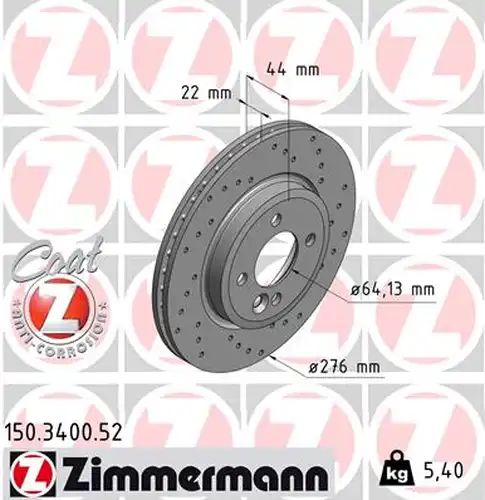 спирачен диск ZIMMERMANN 150.3400.52