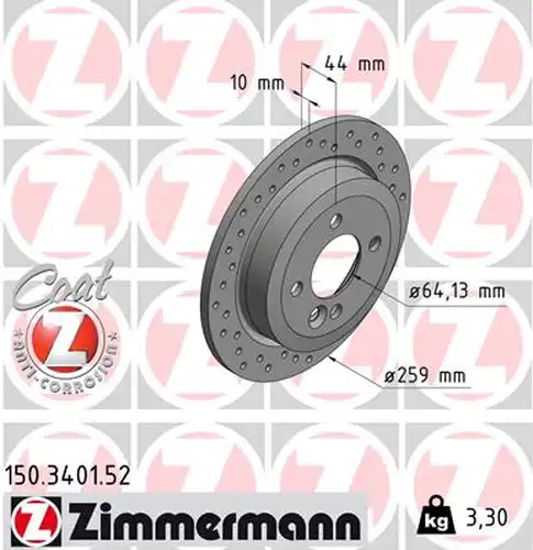 спирачен диск ZIMMERMANN 150.3401.52