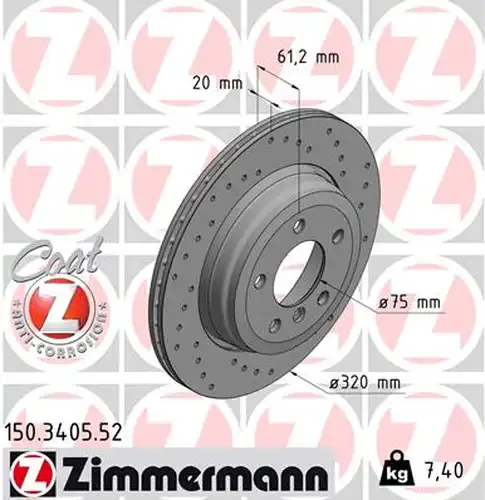 спирачен диск ZIMMERMANN 150.3405.52