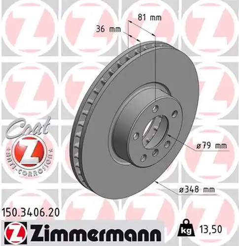 спирачен диск ZIMMERMANN 150.3406.20