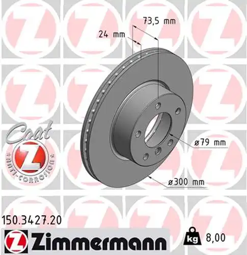 спирачен диск ZIMMERMANN 150.3427.20