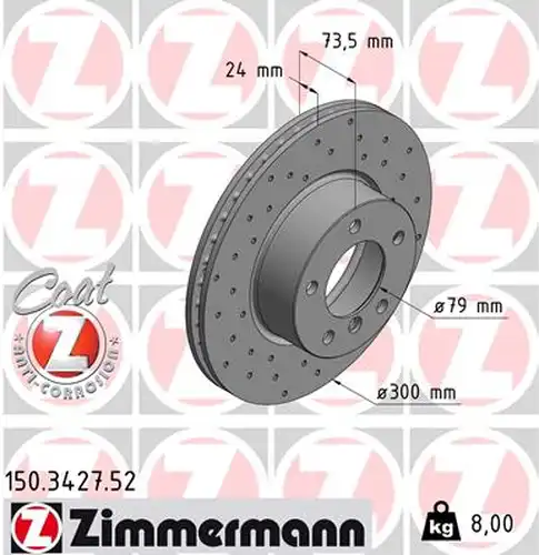 спирачен диск ZIMMERMANN 150.3427.52