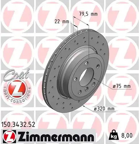 спирачен диск ZIMMERMANN 150.3432.52