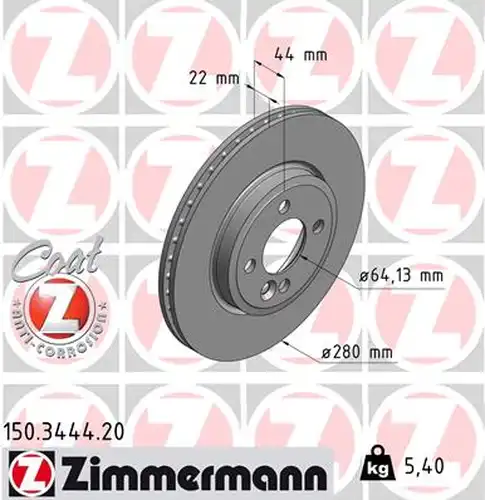 спирачен диск ZIMMERMANN 150.3444.20