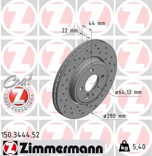 спирачен диск ZIMMERMANN 150.3444.52