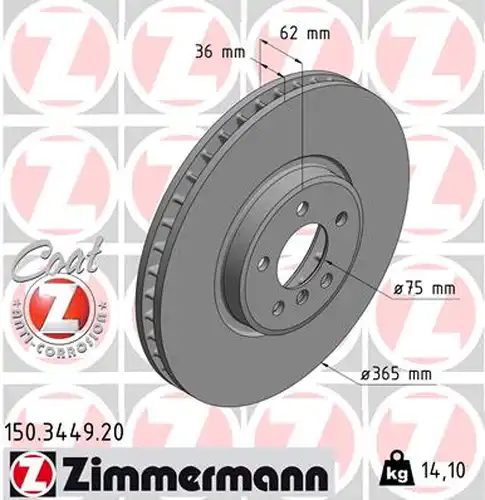 спирачен диск ZIMMERMANN 150.3449.20