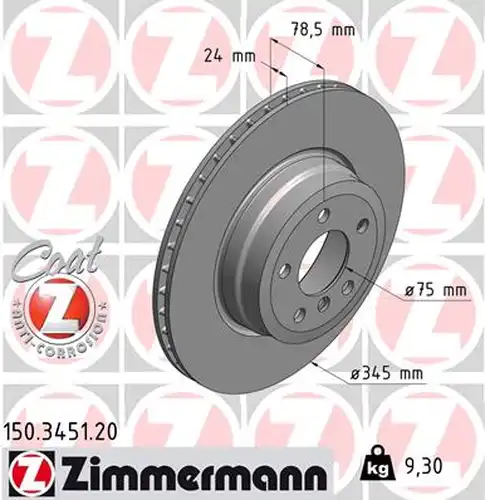 спирачен диск ZIMMERMANN 150.3451.20